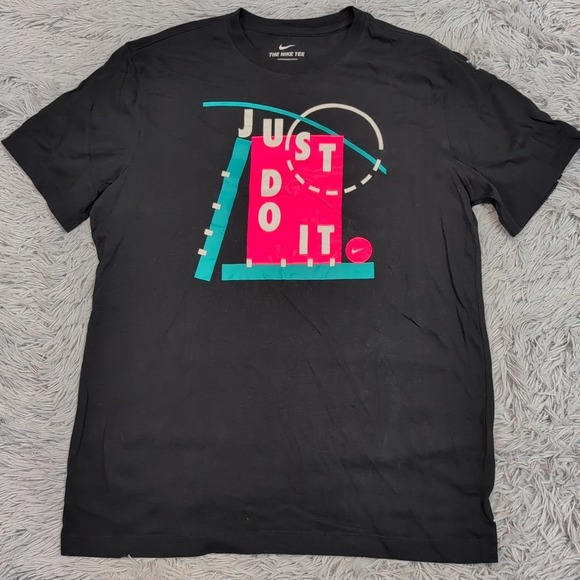 Nike‎ Womens Shirt M Black Tee Dri Fit Just Do It Casual Athletic Comfort Logo - Picture 1 of 10
